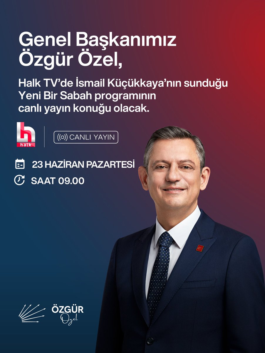CHP Genel Başkanı Özgür Özel Yarın Halk TV’de Yeni Bir Sabah Programına Katılacak