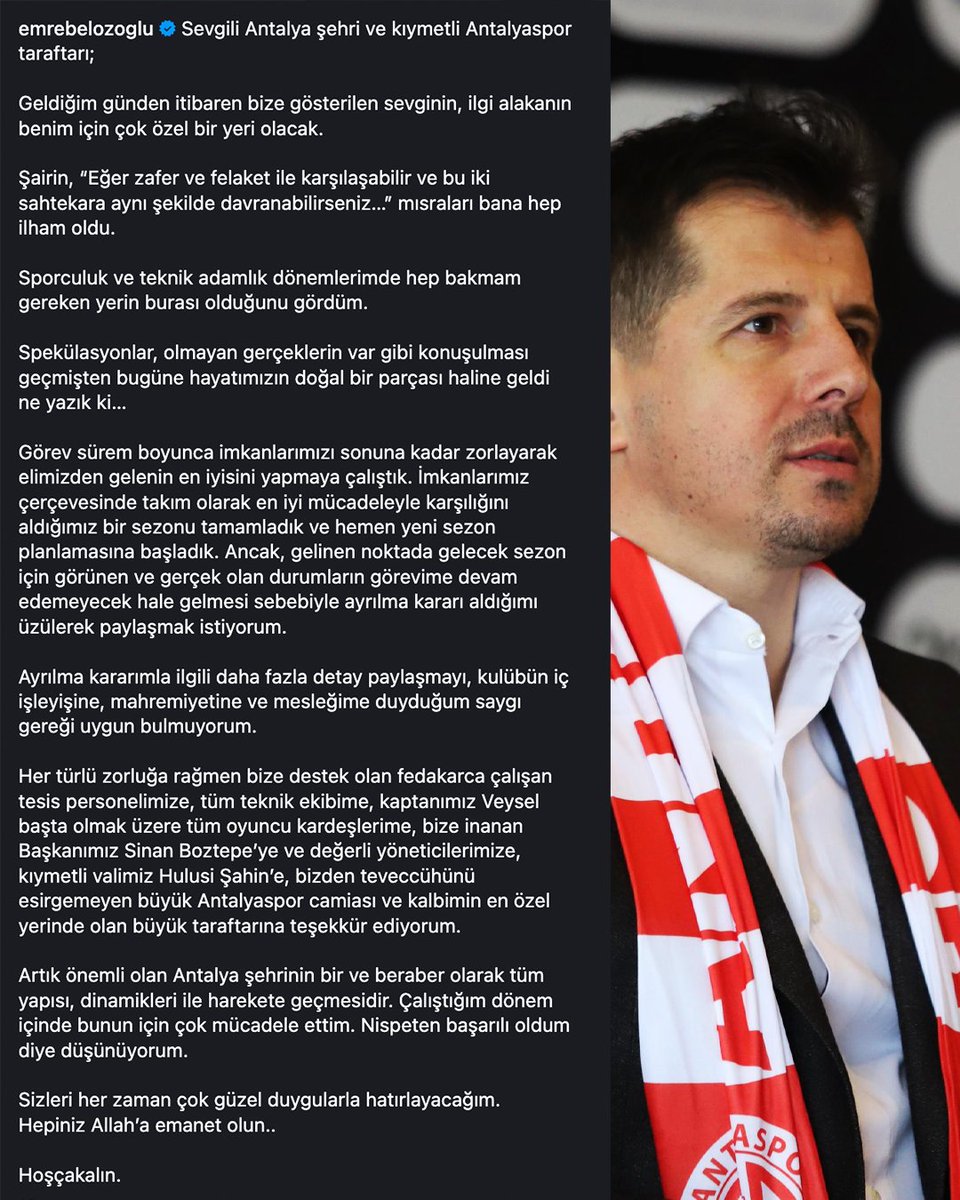 Antalyaspor'da İstifa Krizi: Emre Belözoğlu'nun Transfer Kararları Yönetimle Anlaşmazlığa Neden Oldu