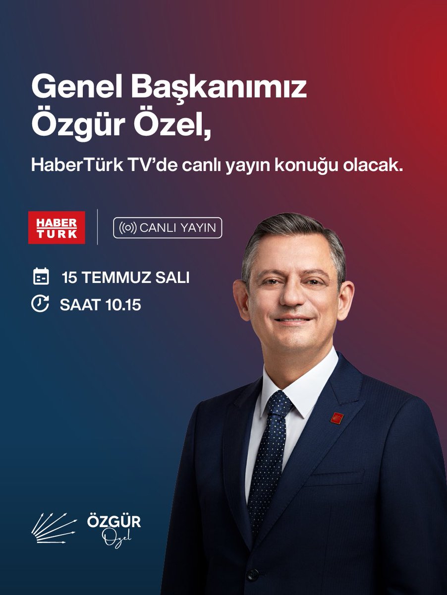 CHP Genel Başkanı Özgür Özel Yarın HaberTürk TV'de Canlı Yayın Konuğu Olacak
