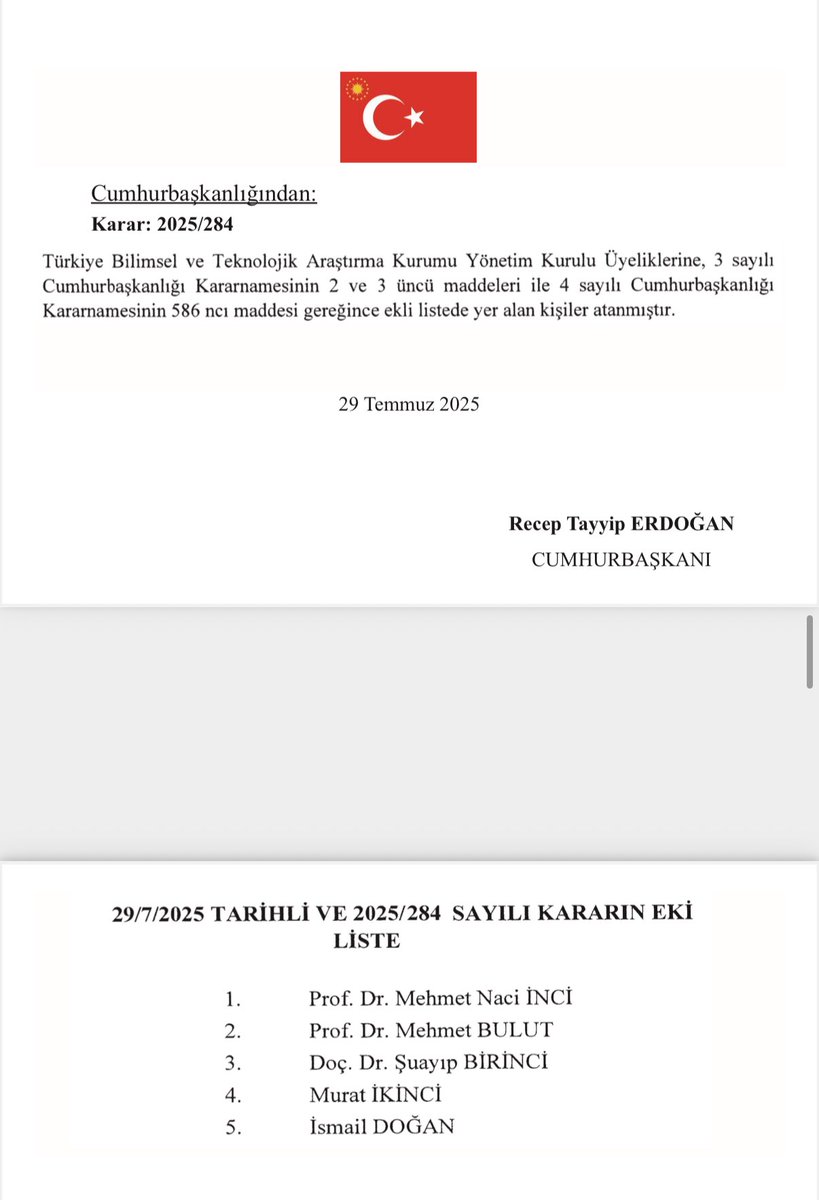 TÜBİTAK Yönetim Kurulu'na Yeni Atamalar Yapıldı