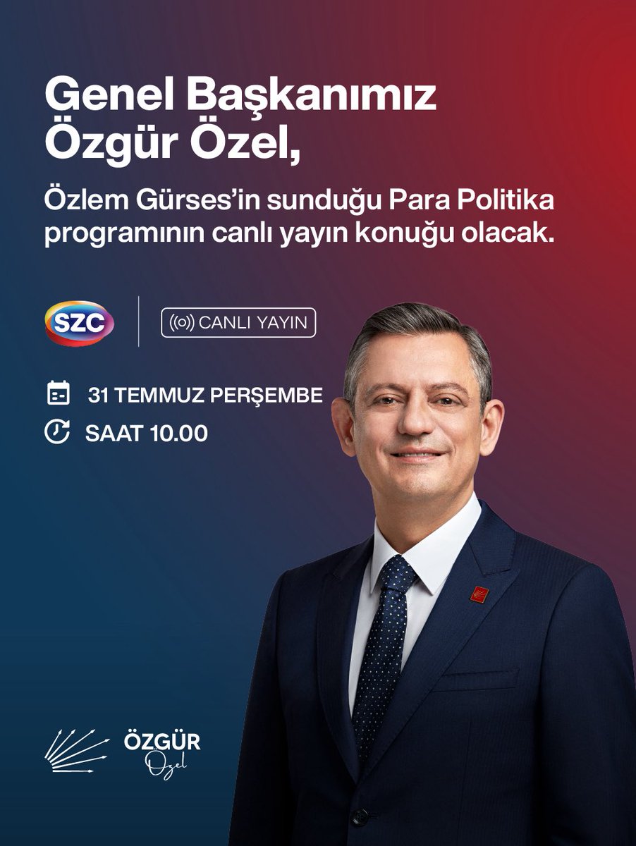 CHP Genel Başkanı Özgür Özel, Sözcü TV'de Para Politika Programında Canlı Yayında